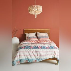 Anthropologie Woven Rosewood Duvet Cover
